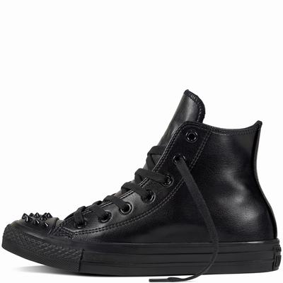 Converse Chuck Taylor All Star Studs High Tops Womens - Black/Black/Black Shoes (287SJLOZ)